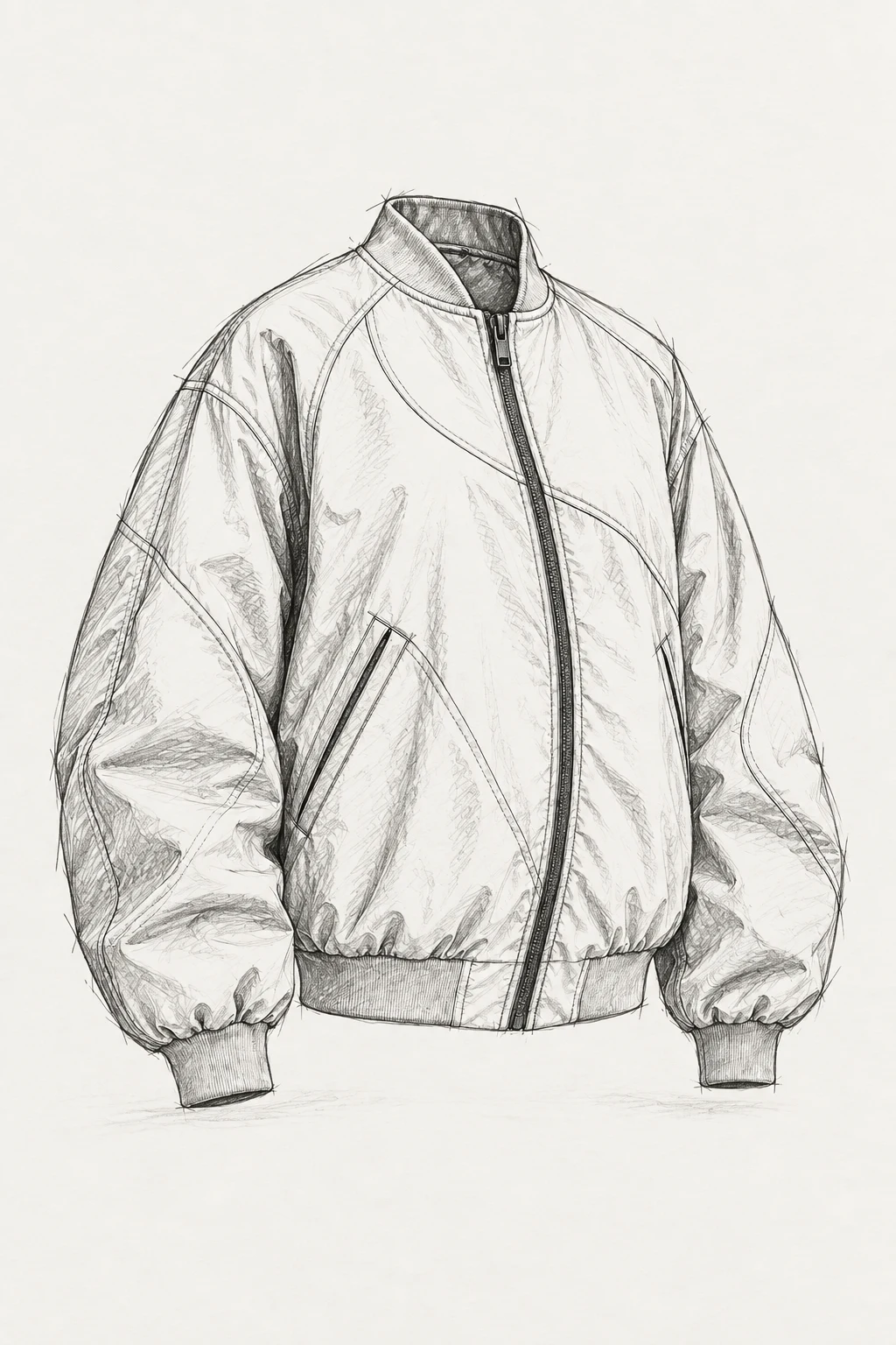 Pencil study of the bomber jacket design